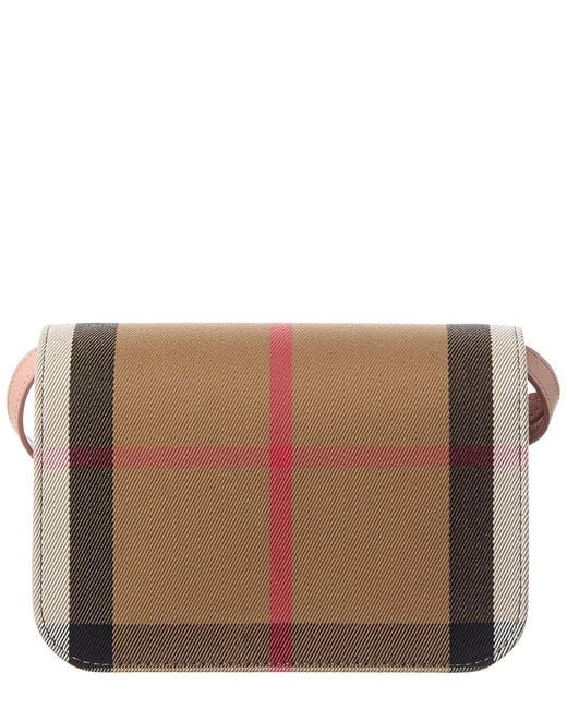 Burberry Brown Check Cotton & Leather Shoulder Bag