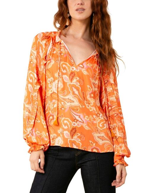 Hale Bob Orange Remington Blouse
