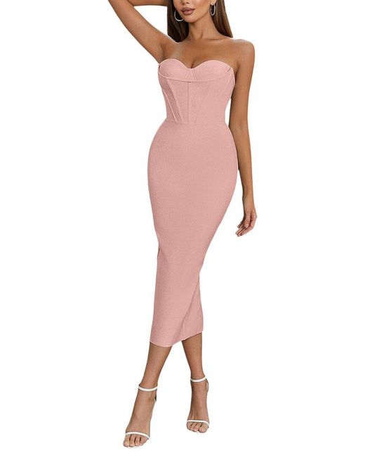 BELLA DESERT Pink Midi Dress