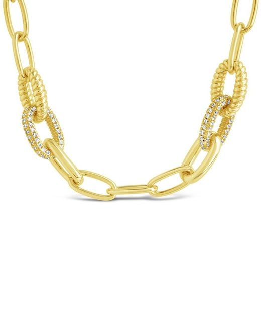 Sterling Forever Metallic 14k Plated Cz Samar Necklace