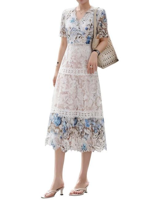 BRC By BURRYCO Blue Silk-Blend Midi Dress