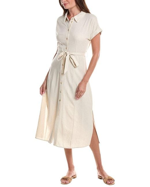 Marion Natural Linen-Blend Midi Dress