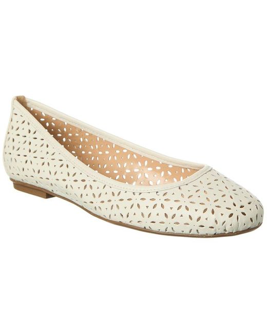 French Sole White Leyla Laser Cut Leather Flat