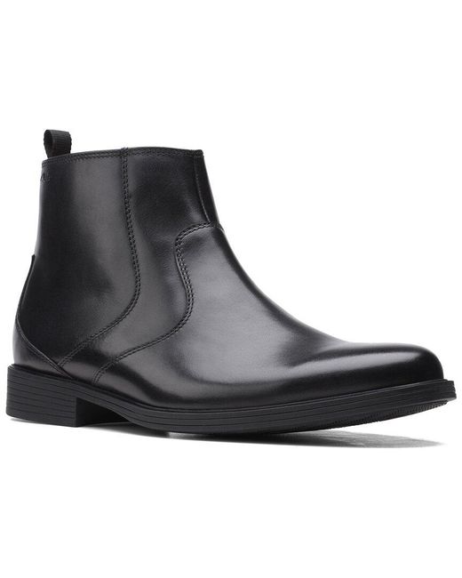 Clarks Black Whiddon Zip Leather Boot for men