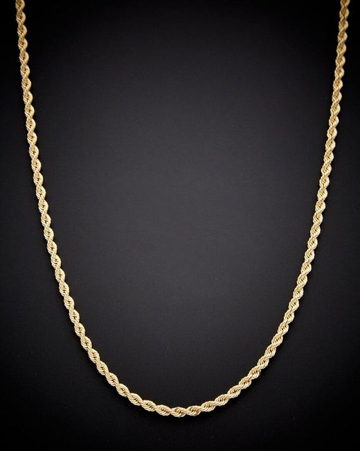 Italian Gold Black 14k Hollow Rope Chain Necklace