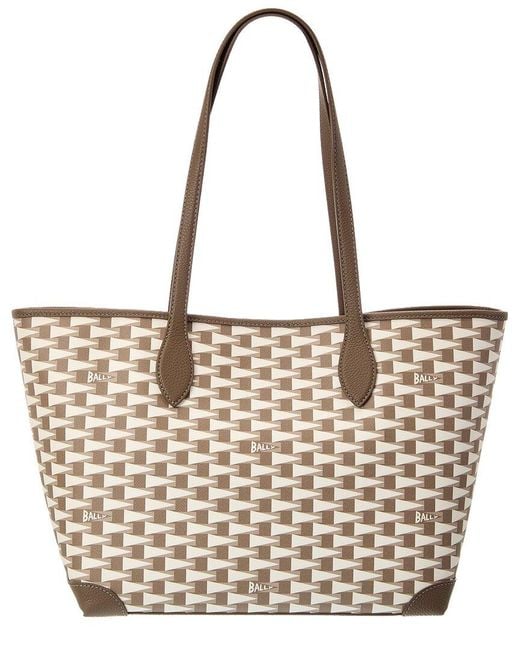 Bally Natural Logo Pennant Leather Tote