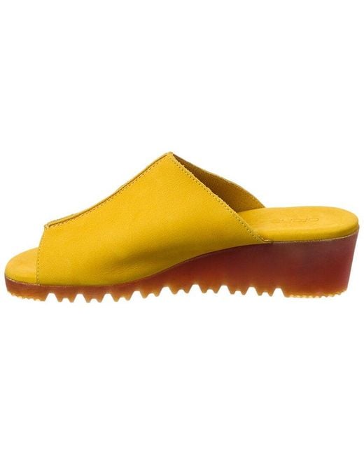 Arche Yellow Balham Leather Wedge Sandal