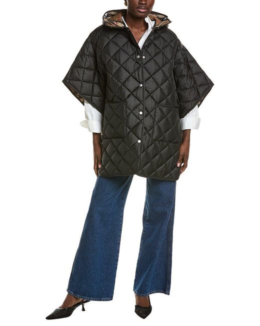 Burberry Black Quilted Snap Poncho