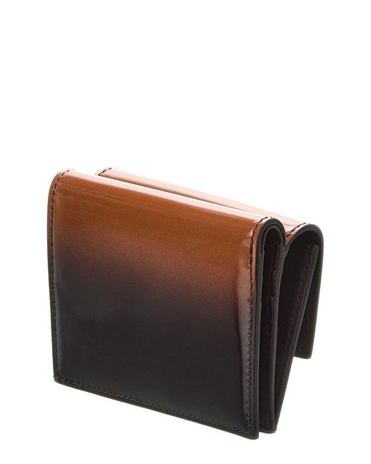 Ferragamo Brown Gancini Clasp Leather Card Case Wallet