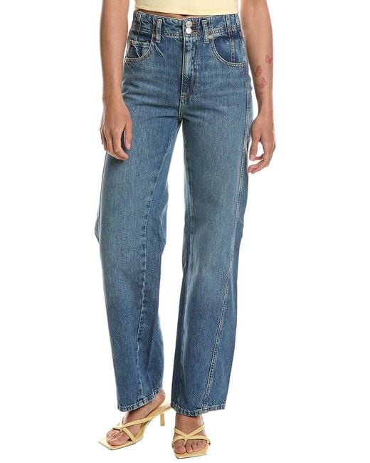 Free People Blue Aster Swarm Straight Jean