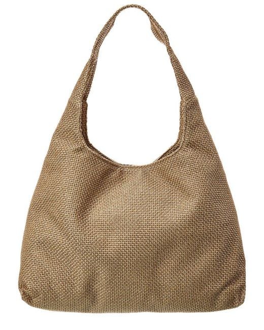 Jimmy Choo Brown Beach Diamond Large Raffia Hobo Bag