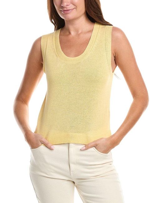 Max Studio Yellow Scoop Neck Linen-Blend Tank Top