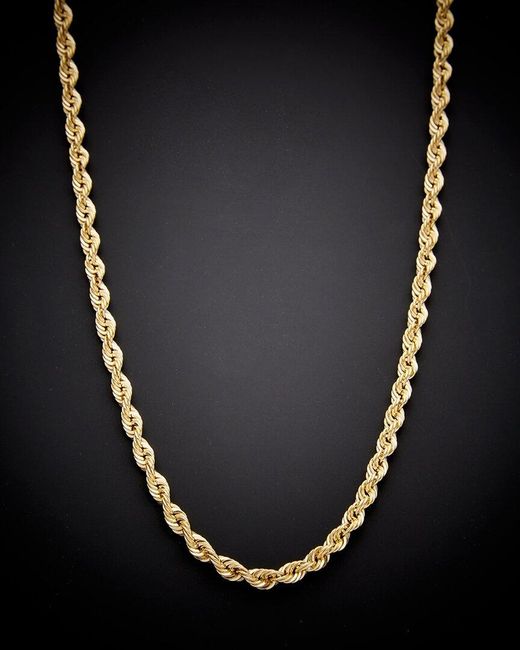 Italian Gold Black 14k Hollow Rope Chain Necklace