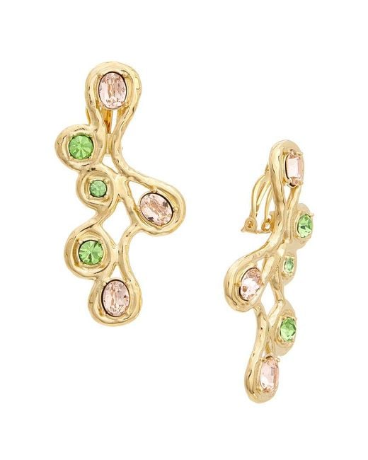 Oscar de la Renta Metallic Round Crystal Scramble Earrings