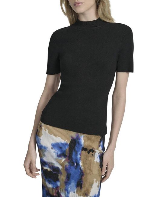 DKNY Black Mock Neck Top