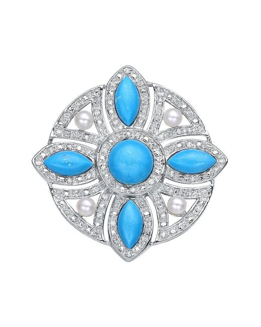 Genevive Jewelry Blue Silver Cz Statement Pin