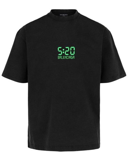 Balenciaga Black 5:20 Graphic T-Shirt for men
