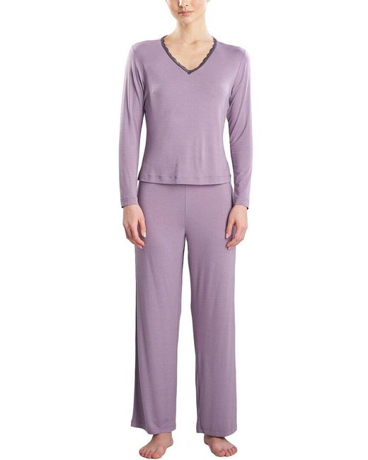 NATORI EDIT Purple Natori Ease Lace Pj