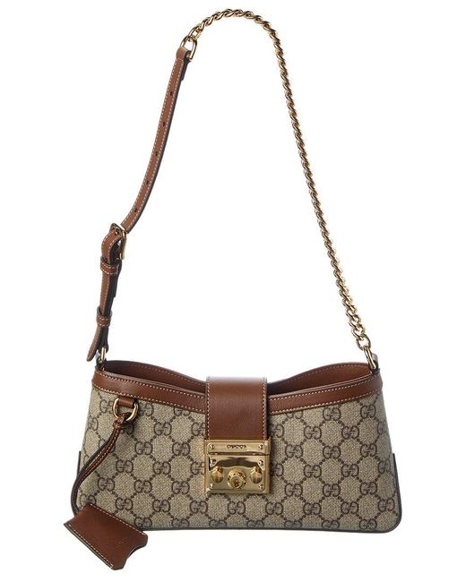 Gucci Brown Small Gg Supreme Canvas & Leather Hobo Bag