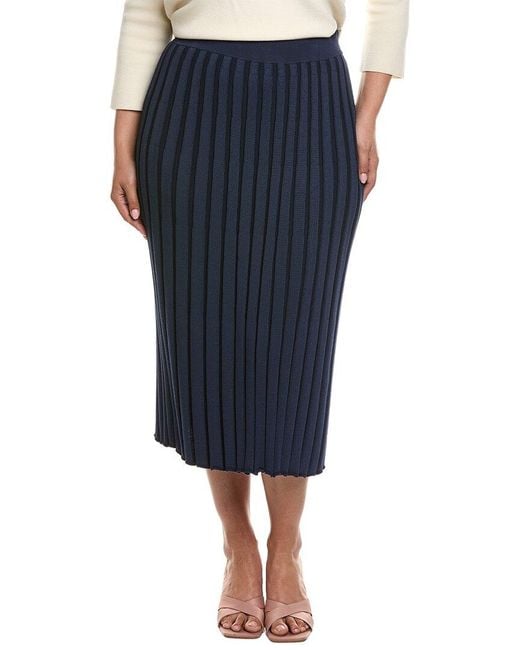 Lafayette 148 New York Blue Plus Ribbed Knit Midi Skirt