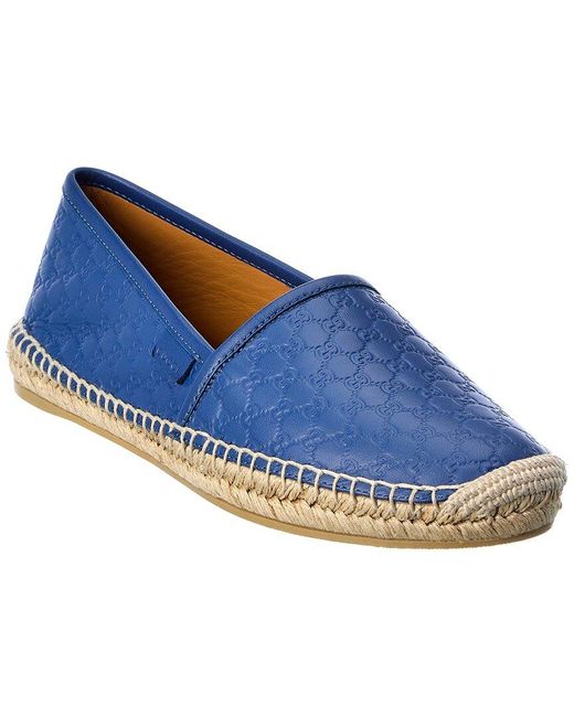 Gucci Blue GG Leather Espadrille