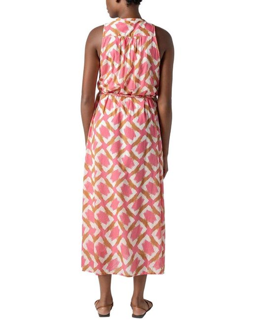 Lilla P Red Split Neck Belted Maxi Dress