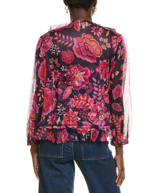 Johnny Was Red Petite Kiko Silk Blouse