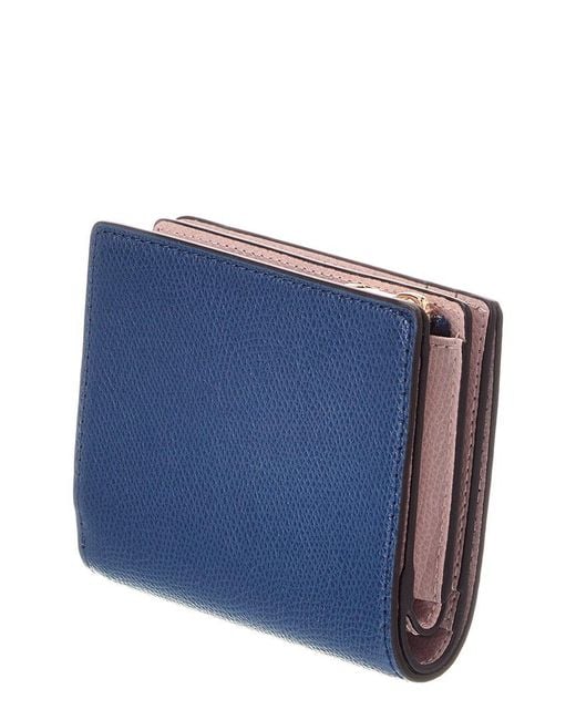 Furla Blue Camelia Leather Compact Wallet