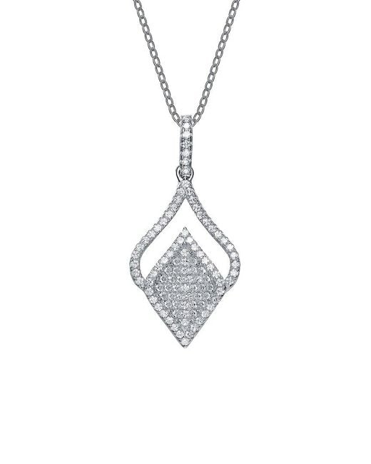 Genevive Jewelry White Silver Cz Pendant