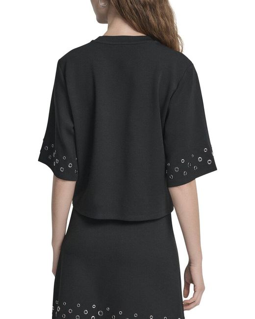DKNY Black Ponte Knit Top