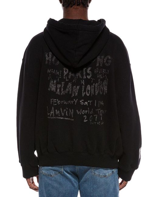 Lanvin Black Printed Hoodie for men