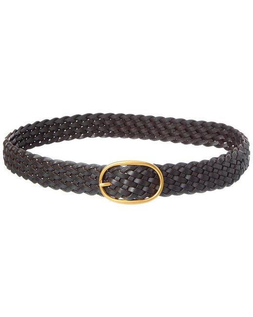 Madewell Brown Leather Woven Oval Buckle Belt