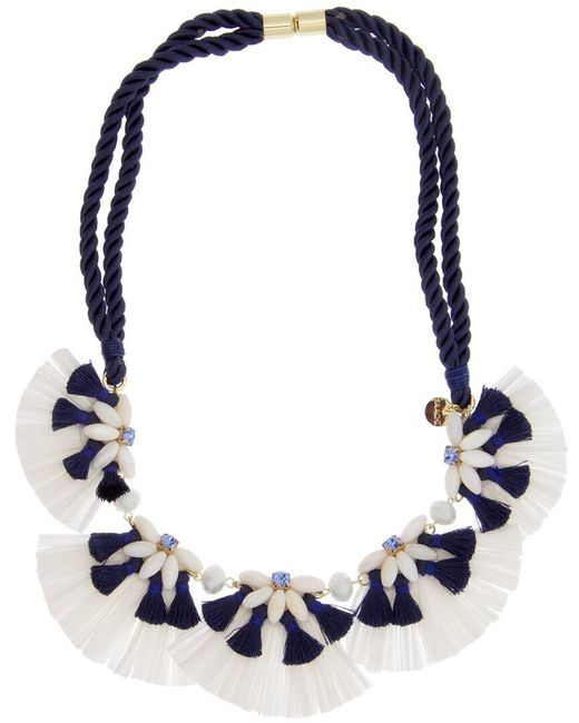 Saachi Blue Fiesta Floral Mother-of-pearl Necklace