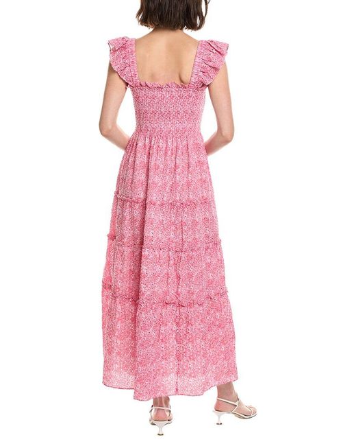 Sail To Sable Pink Flutter Smocked Midi Dress