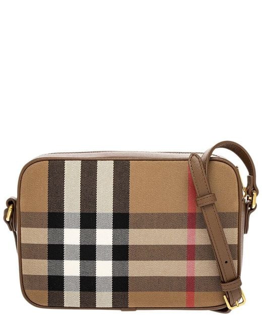 Burberry Brown Check Canvas & Leather Camera Bag