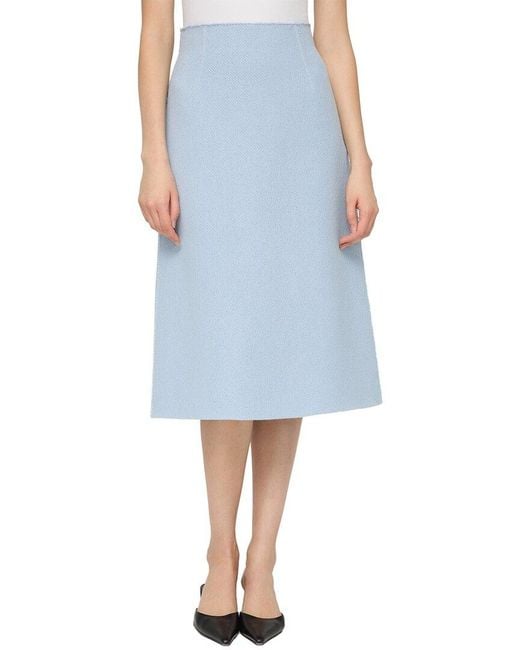 Lafayette 148 New York Blue A-Line Midi Skirt