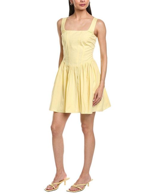Garrie B Yellow Wide Strap Drop-Waist Mini Dress