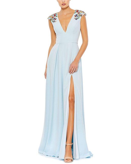 Mac Duggal Blue Sleeveless Gown