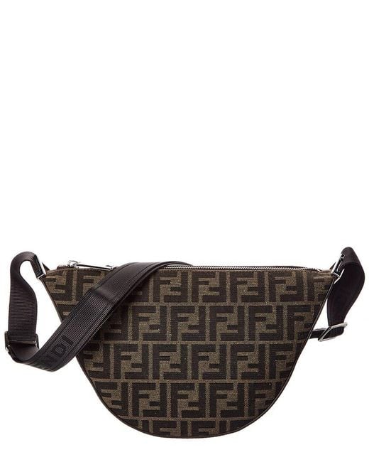 Fendi Brown Dnu Inv Roma Melon Small Ff Jacquard & Leather Hobo Bag