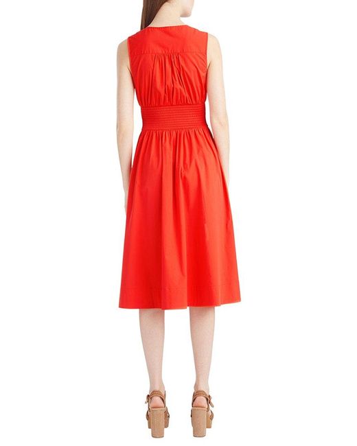 Draper James Red Amber Sleeveless Smocked Waist Midi Dress