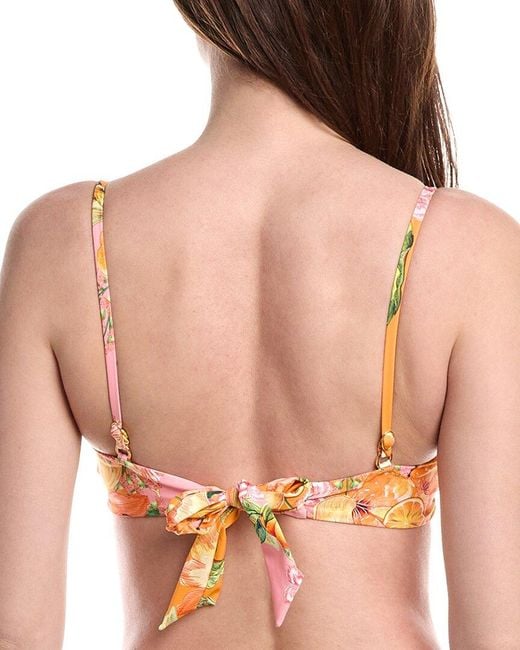 PQ Swim Orange Embroidered Lettuce Edge Bralette Top