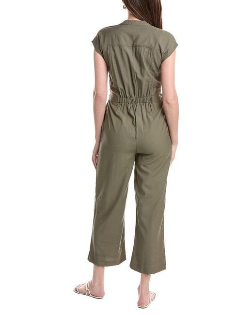 Ellen Tracy Green Puckered Twill Jumpsuit