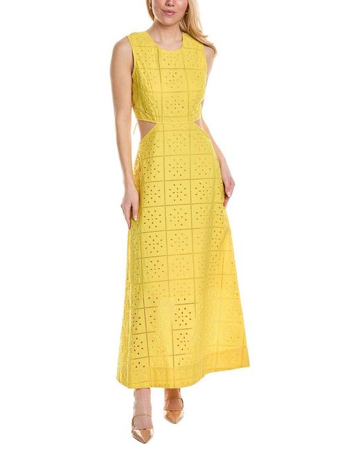 Ganni Yellow Broderie Anglaise Dress