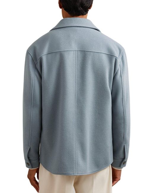 Reiss Blue Liam Wool-Blend Casual Shirt for men