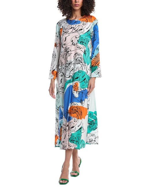 Marimekko Blue Fluidi Blombom Maxi Dress