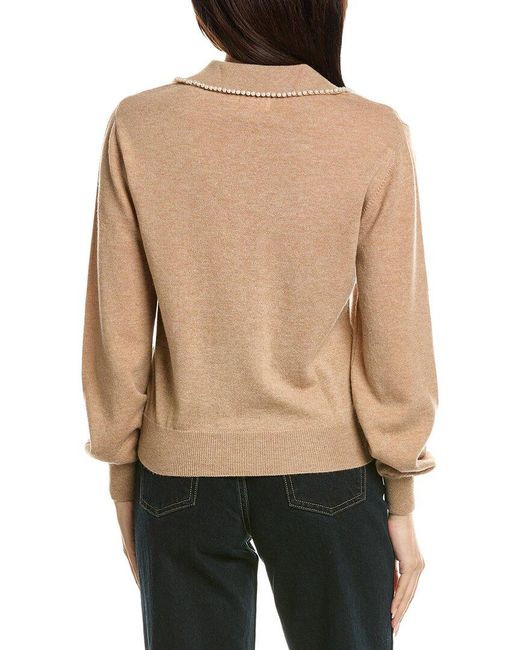 Brodie Cashmere Black Pearl Collar Wool & Cashmere-Blend Polo Sweater