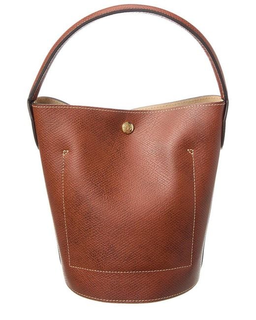 Longchamp Brown Épure Small Leather Bucket Bag