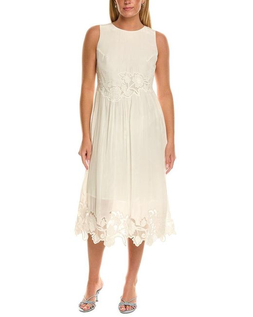 Velvet By Graham & Spencer Natural Bianca Long Sleeve Midi Dress
