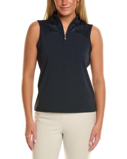 Stella Parker Blue Mock Neck Combo Top