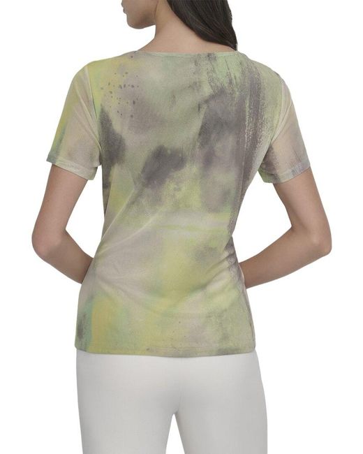 DKNY Multicolor Faux Wrap Knit Top